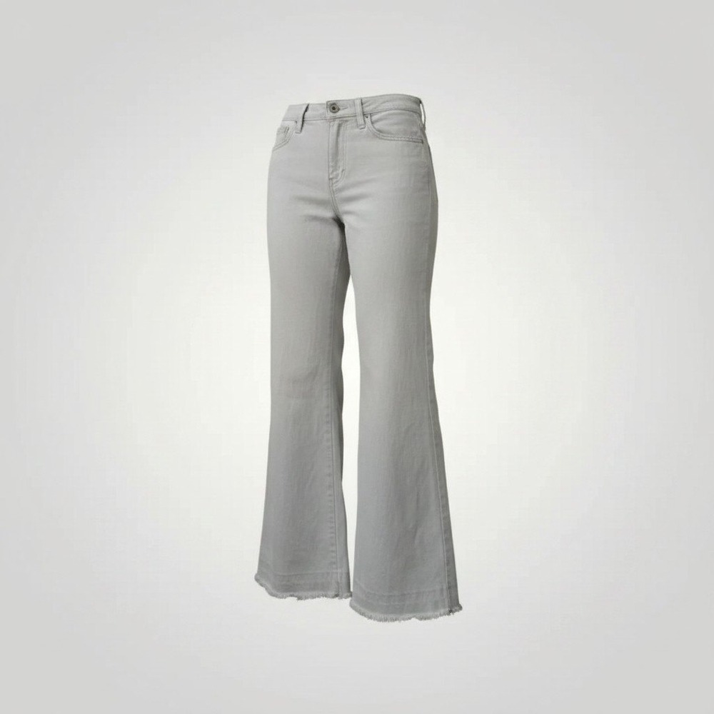 Zara Wide Leg Jeans Women 4 Light Blue High Rise Raw Hem Flare Y2K Streetwear